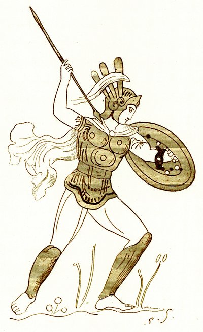 Guerrero samnita, después de un jarrón pintado en el Louvre, ilustración de 