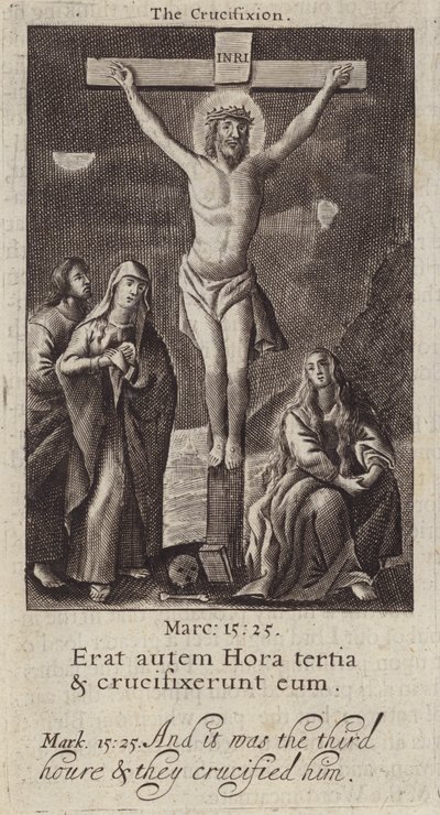 La crucifixión de Jesucristo (grabado) de (after) English School