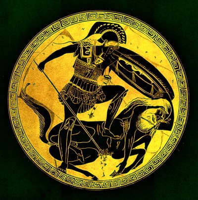 Guerrero y centauro, ilustración de 