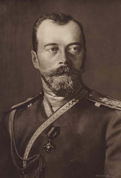 Nicolás II, zar de Rusia (foto en blanco y negro) de (after) English photographer