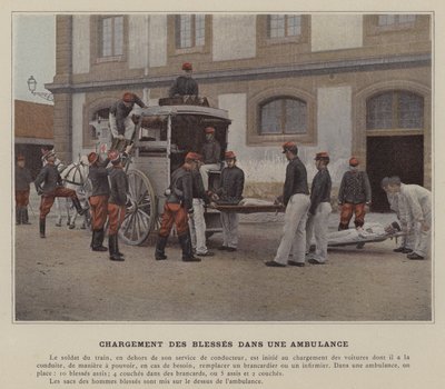 Carga de heridos en una ambulancia (foto coloreada) de (after) French Photographer