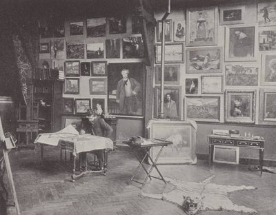 El pintor francés Alfred Philippe Roll en su estudio de (after) French Photographer