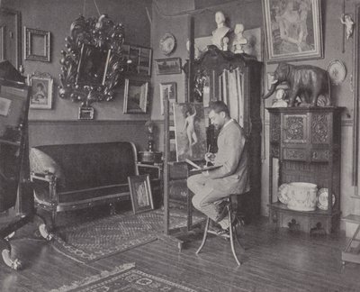 Pintor francés Henri Gervex en su estudio de (after) French Photographer