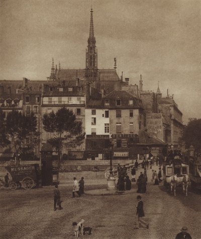 El Quai des Orfevres en la esquina del Boulevard du Palais (foto en blanco y negro) de (after) French Photographer