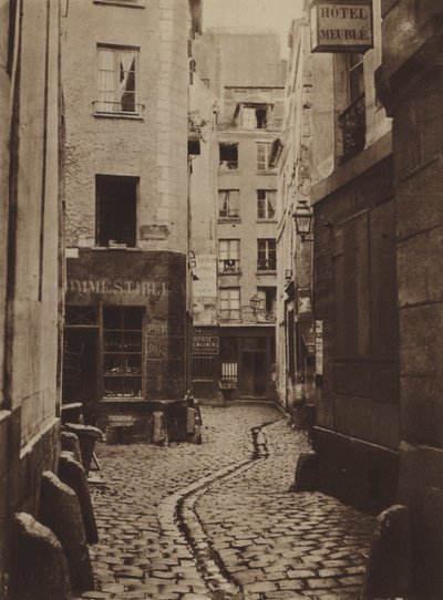Calle de los Tres-Cannettes en 1865, estaba en el lugar del nuevo Hotel-Dieu de (after) French Photographer