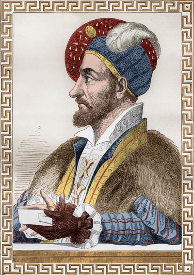 Carlos III Duque de Borbón, conocido como el Condestable de Borbón (1490-1527) condestable de Francia en 1515-1521, entró entonces al servicio de Carlos Quinto, grabado según Gaignieres del libro "François1er" de De Lescure de (after) French School