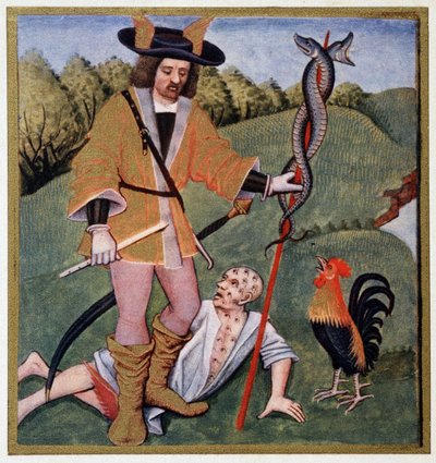 Hermes con caducifolio - de una iluminación del siglo XV de (after) French School