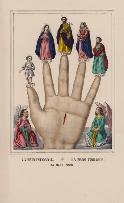 La Main Puissante, La Mano Poderosa, La Mane Potenta (litografía en color) de (after) French School