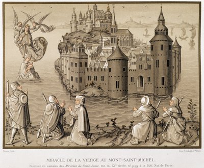 Milagro de la Virgen en el Mont-Saint-Michel - facsímil de un cuadro de camaieu de los "Milagros de Nuestra Señora" de (after) French School