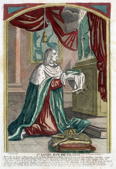 Retrato de San Luis en oración de (after) French School