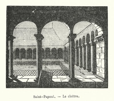 Saint-Papoul, El claustro (grabado) de (after) French School