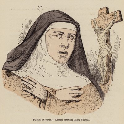 El amor de Santa Teresa por Dios (grabado en color) de (after) French School