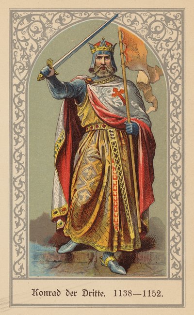 Conrado III, Emperador del Sacro Imperio Romano Germánico (litografía en color) de (after) German School