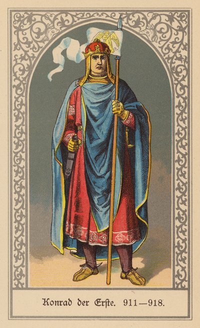 Conrado I de Alemania, rey de Francia Oriental (litografía en color) de (after) German School