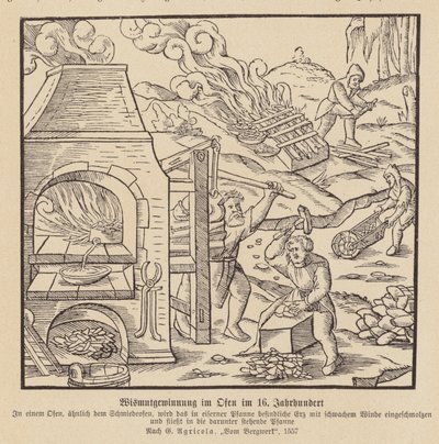 Extracción de bismuto en un horno de (after) German School