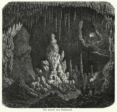 Gruta de Antiparos, Grecia (grabado) de (after) German School