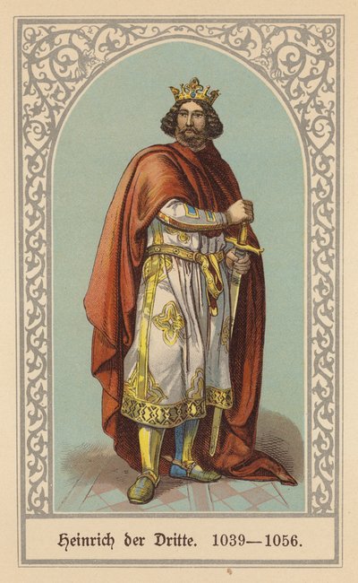 Enrique III, Emperador del Sacro Imperio Romano Germánico (litografía en color) de (after) German School