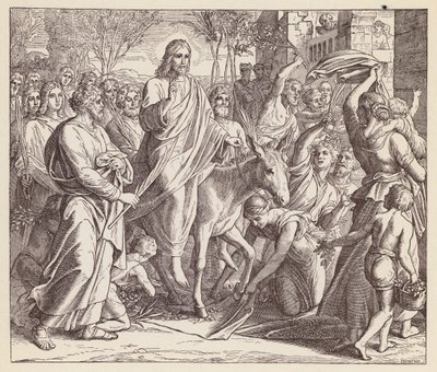 Jesús entrando en Jerusalén (litografía) de (after) German School