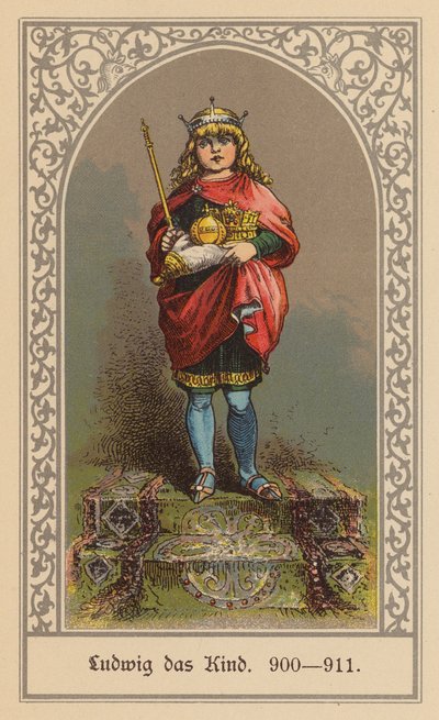 Luis el Niño, rey de Francia Oriental (litografía en color) de (after) German School