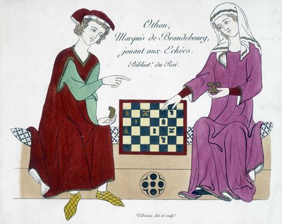 Othon, Marqués de Brandeburgo, jugando al ajedrez - Alemania siglo XIII. de (after) German School