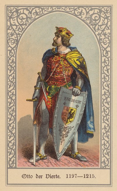 Otón IV, Emperador del Sacro Imperio Romano Germánico (litografía en color) de (after) German School