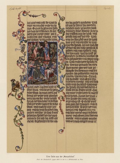 Página de la Biblia de Wenceslao (litografía en color) de (after) German School