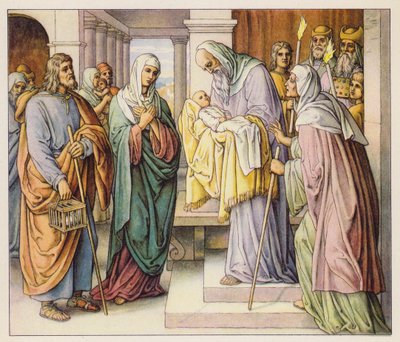 Presentación de Jesús en el Templo (litografía en color) de (after) German School