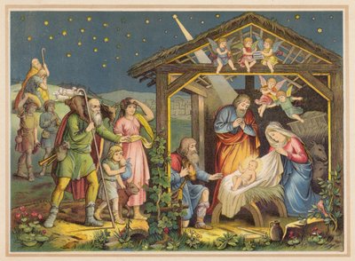 La Natividad (litografía en color) de (after) German School