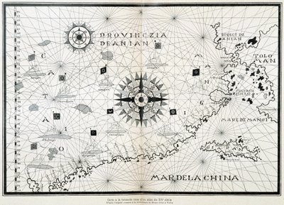 Mapa de la compasión de un atlas del siglo XVI, basado en el original conservado en la biblioteca del Museo Cívico de Venecia de (after) Italian School