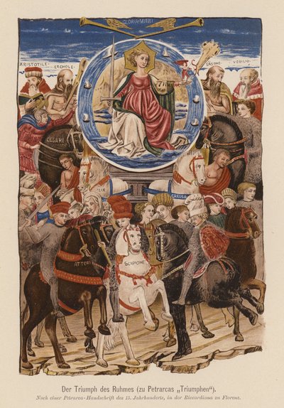 Escena de I Trionfi de Petrarca (litografía en color) de (after) Italian School