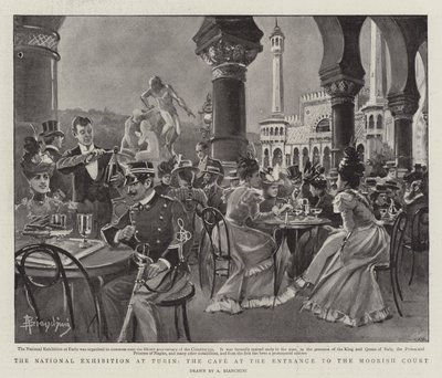 La Exposición Nacional en Turín, el Café en la Entrada al Patio Moro de (after) Italian School