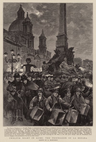 La Noche de Reyes en Roma, la Procesión de La Befana de (after) Italian School