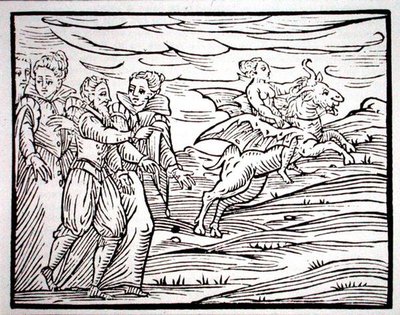 Bruja montada en una cabra diabólica, copia de una ilustración de 