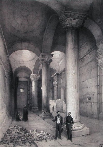 Interior de la Puerta Dorada en Jerusalén, ilustración de 