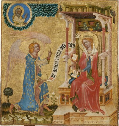 La Anunciación - Maestro de Hohenfurth (maître de Vyssi Brod) (activo hacia 1350). Témpera sobre tabla, hacia 1350. Galería Nacional, Praga de (aka master of Hohenfurt) Master of Vyssi Brod