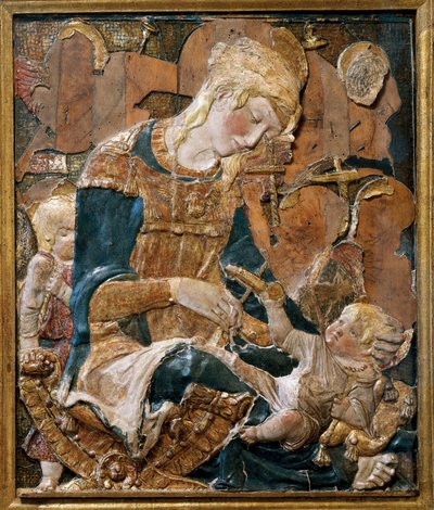 Madonna y Niño, bajorrelieve (terracota) de (attr. to) Donatello