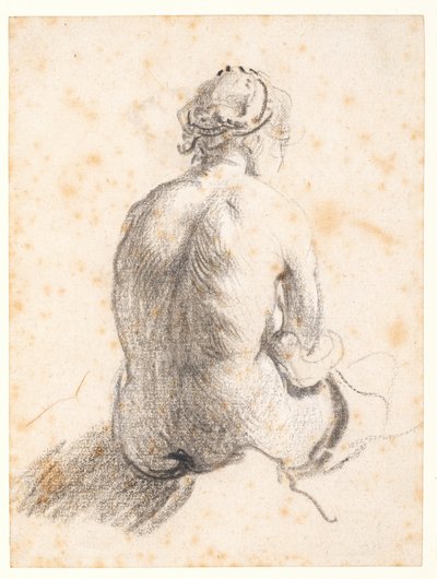 Estudio de un desnudo femenino (grafito sobre papel) de (attr. to) Rembrandt Harmensz. van Rijn