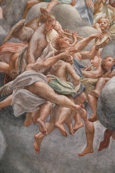 Ángulos tocando instrumentos musicales, , detalle de 3660852 de (c.1489 1534) Correggio