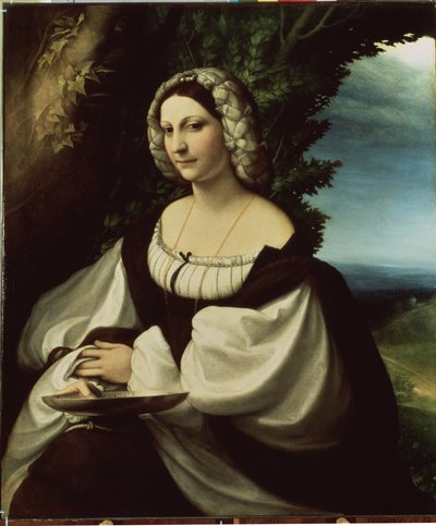 ""Portrait of a lady" (Retrato de una dama) Sería la poetisa Ginevra Rangone o Veronica Gambara (1485-1550), personalidades de la ciudad de Correggio. Pintura de Antonio Allegri conocida como Il Correggio (El Correge de (c.1489 1534) Correggio
