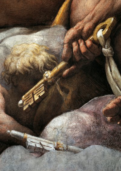 Visión de San Juan Evangelista en Patmos, Ascensión de Cristo entre los Apóstoles, o Cristo en la Gloria de Antonio Allegri, conocido como Correggio (1489-ca 1534), fresco, 966x888 cm de diámetro en la base, detalle, Iglesia de San Juan Evangelista, cúpula de (c.1489 1534) Correggio