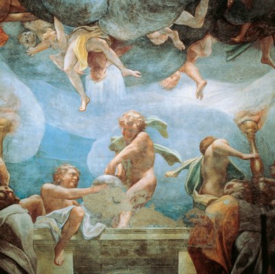 Efebos en el balcón, detalle de la Asunción de la Virgen de (c.1489 1534) Correggio