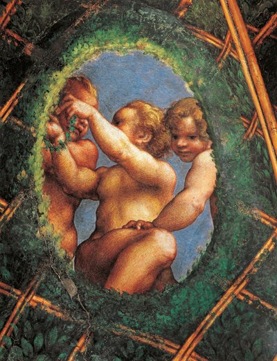 Ovate con querubines, detalle de la decoración de la Cámara de San Pablo o Cámara de la Abadesa de (c.1489 1534) Correggio