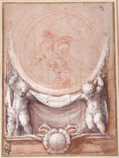 Dos putti sosteniendo un medallón en el que se representa a Cristo en las nubes de (c.1489 1534) Correggio