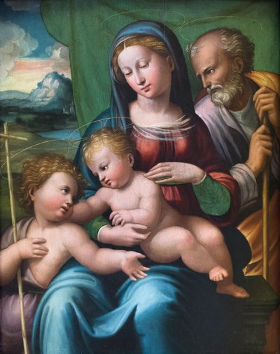 Sagrada familia con un joven san Juan Bautista de Innocenzo da Imola