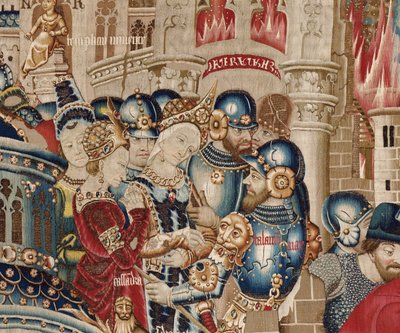 La guerra de Troya: La destrucción de Troya, c.1470 (tapiz) de (fl.1450 75) Master of Coetivy
