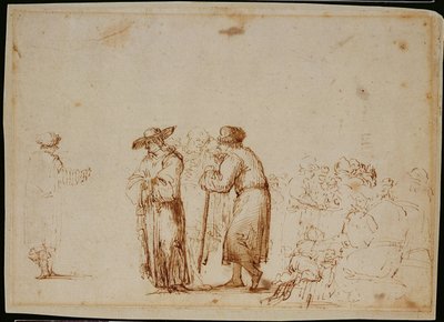 Dutch Figures (pluma, sepia, tinta y aguada sobre papel) de (follower of) Rembrandt Harmensz. van Rijn