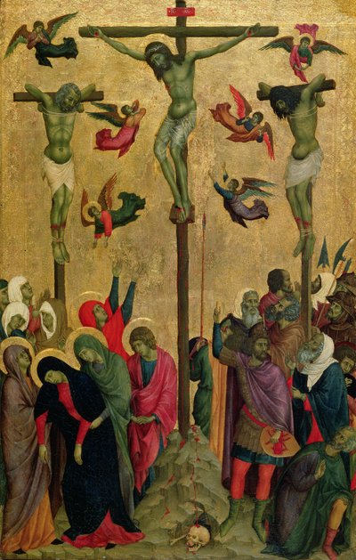 La Crucifixión, c.1315-30 (temple sobre tabla) de (school of) Duccio di Buoninsegna