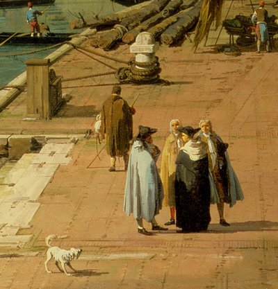 La Riva degli Schiavoni, mirando al Oeste (detalle) de Giovanni Antonio Canal