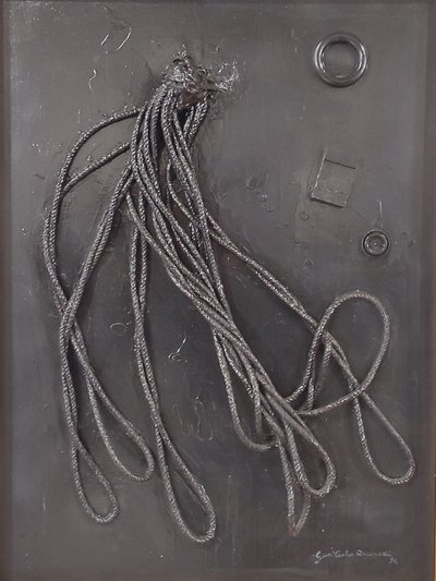 G. C. Riccardi, Combustione n. 3, 1990, Técnica mixta sobre lienzo, 60x80, Arpino, Fundación Umberto Mastroianni, Italia. de Gian Carlo Riccardi