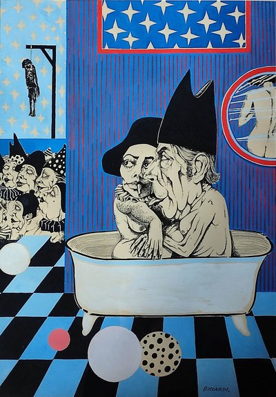 G. C. Riccardi, Sin título, c. 1972-1976, tinta sobre papel, 40x50, Italia. de Gian Carlo Riccardi